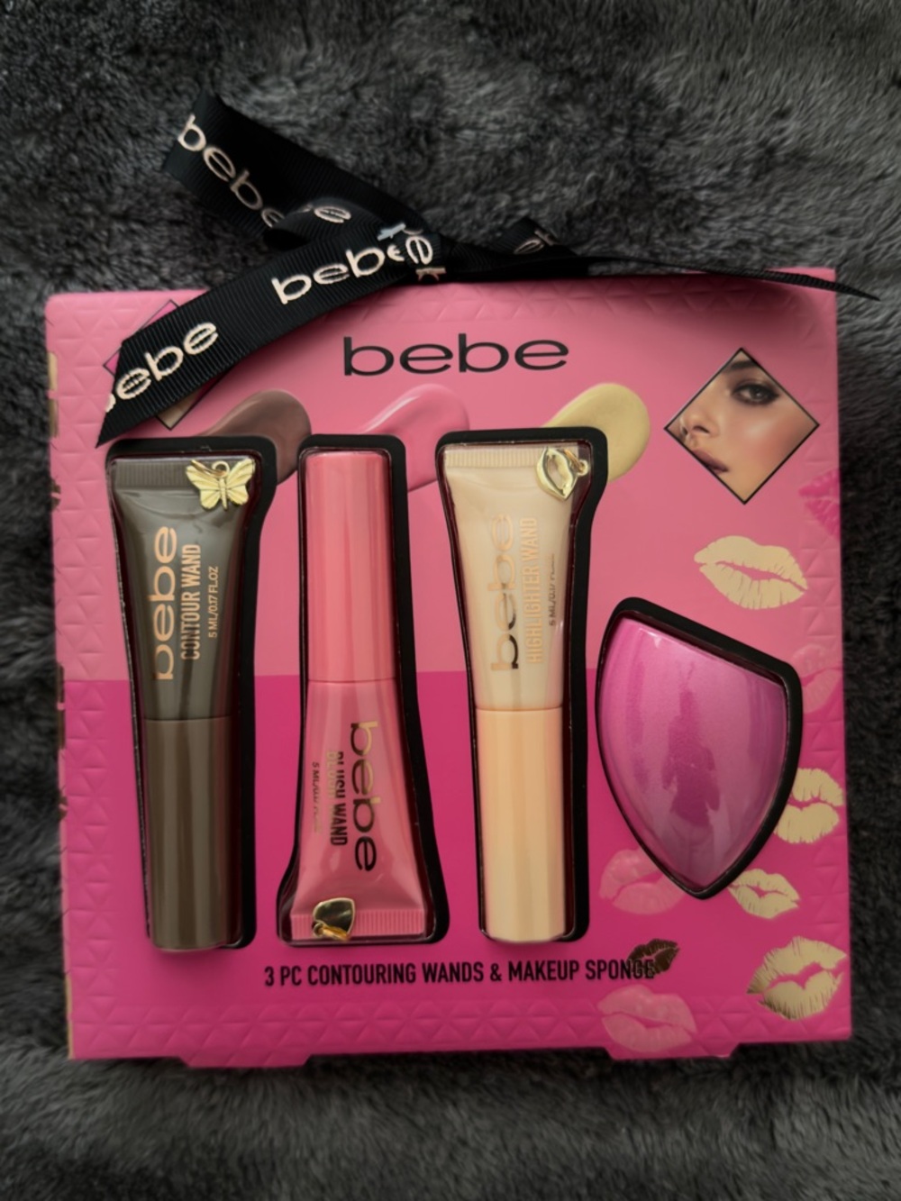 bebe Pink & Brown 3-Piece Contour Wands with Pink Makeup Sponge